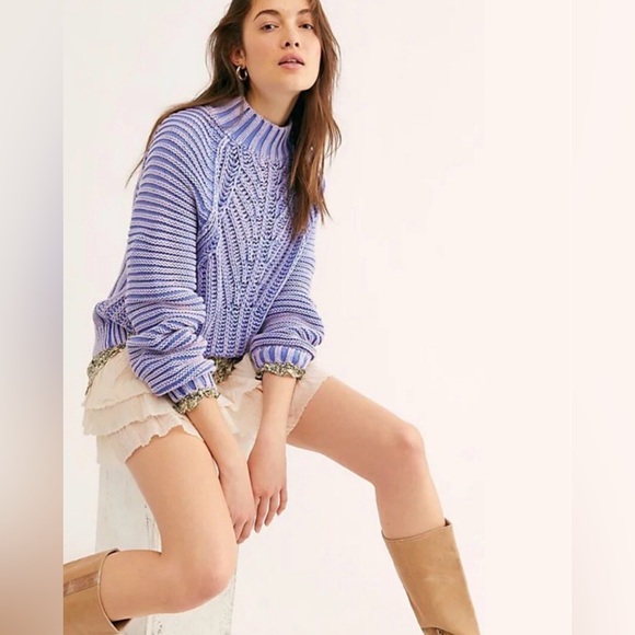 Free People Sweaters - Free People Sweetheart Chunky Knit Sweater Blue S